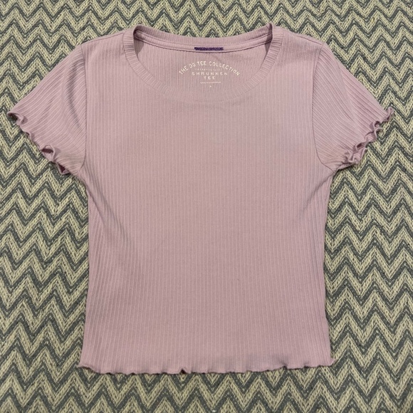 Aeropostale The OG Tee Collection Ribbed Shrunken Tee – Mauve Pink (Small) - Picture 1 of 6